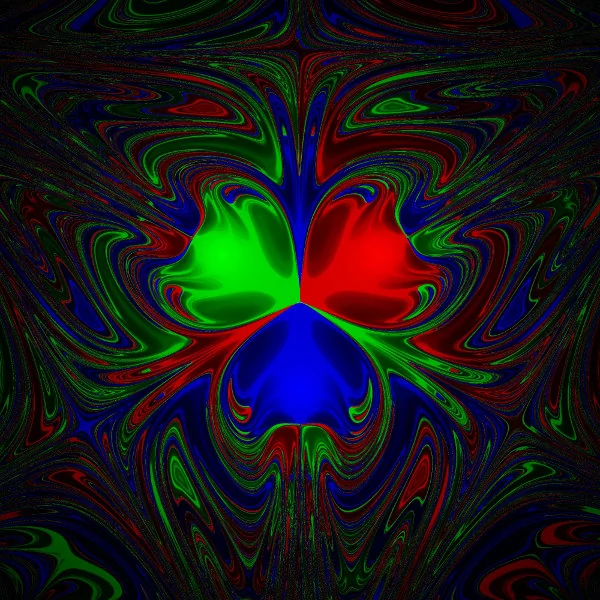 a pattern created by the magnetic pendulum simulation